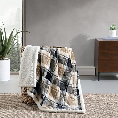 Eddie Bauer Reversible Sherpa Fleece Throw Blanket