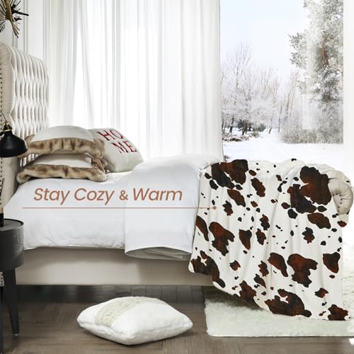 MilkyPlush Cow Print Oversized King Throw Blanket 100x120