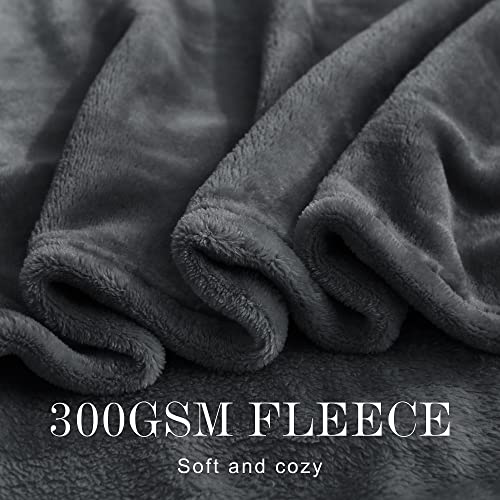 Soft Grey Fleece Throw Blanket for Couch, 50x60