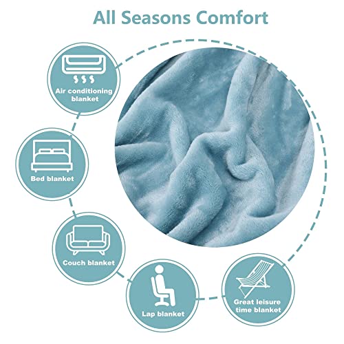 NANPIPER Super Soft Fleece Queen Size Blanket, Light Blue