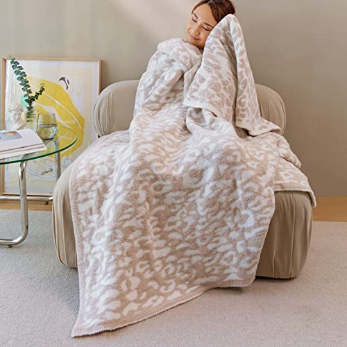 Ultra Soft Leopard Throw Blanket - Khaki (51x63)
