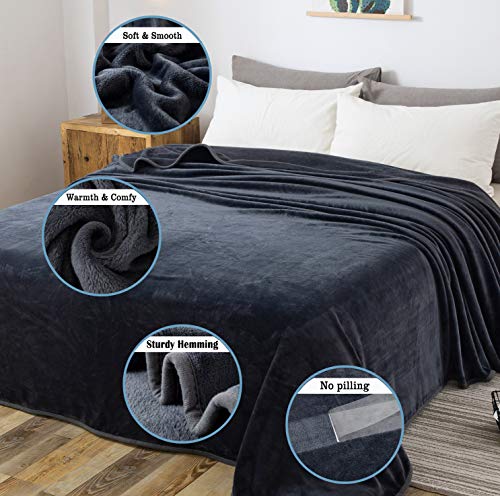 Dark Gray Microplush Queen Size Blanket for All Seasons