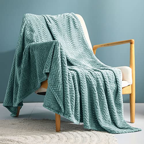 Luxurious Celadon Fleece Throw Blanket for Couch Bed
