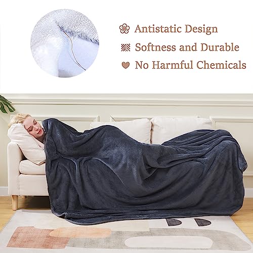 Dark Gray Microplush Queen Size Blanket for All Seasons