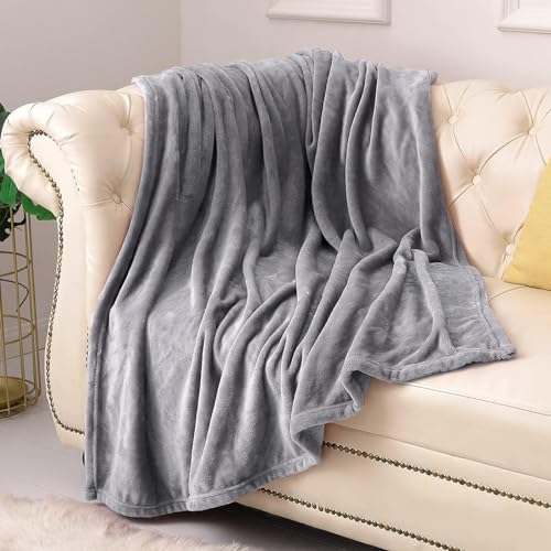 Grey Fleece Throw Blanket: Cozy Indoor & Outdoor
