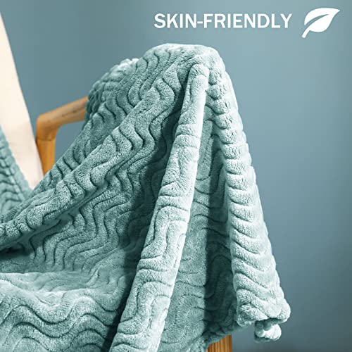 Luxurious Celadon Fleece Throw Blanket for Couch Bed