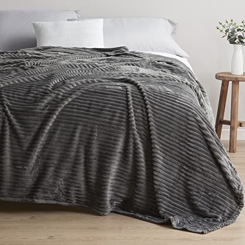Nestl Grey Fleece Queen Size Blanket - Lightweight & Super Soft