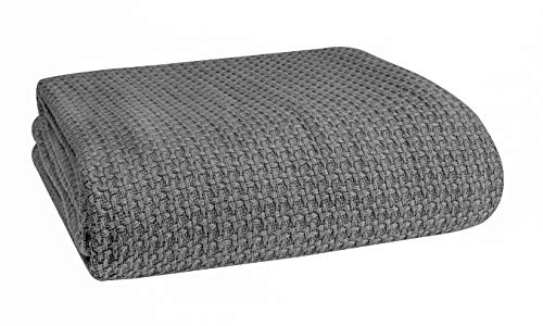 BELIZZI HOME Cotton Thermal Blanket Full Queen Charcoal