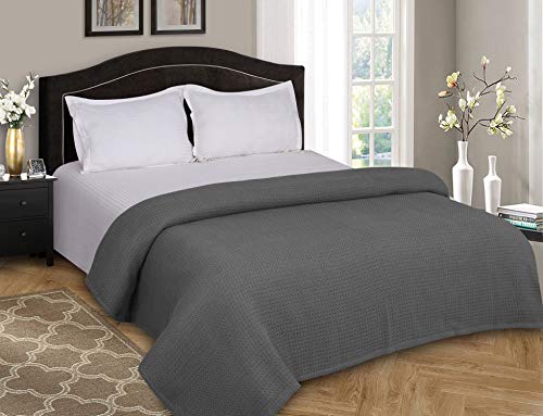 BELIZZI HOME Cotton Thermal Blanket Full Queen Charcoal