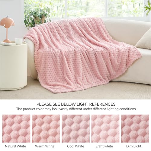 Pink 3D Jacquard Fleece Blanket for Couch & Bed