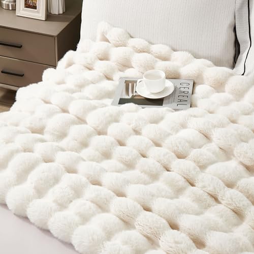 Luxury Faux Rabbit Fur Throw Blanket for Couch
