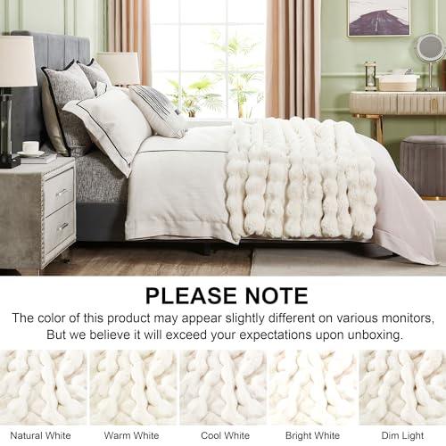Luxury Faux Rabbit Fur Throw Blanket for Couch