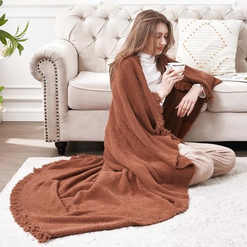 Soft and Cozy Fringe Throw Blanket for Indoor & Outdoor