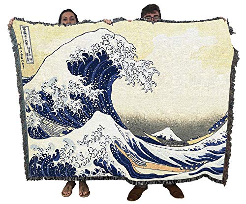 Great Wave of Kanagawa Cotton Tapestry Throw Blanket