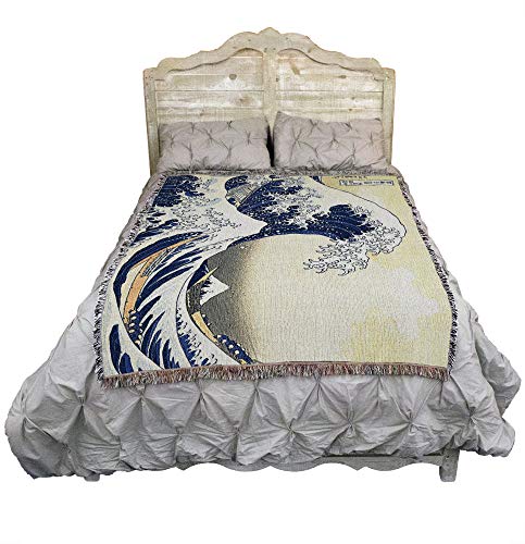 Great Wave of Kanagawa Cotton Tapestry Throw Blanket