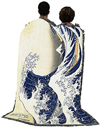 Great Wave of Kanagawa Cotton Tapestry Throw Blanket