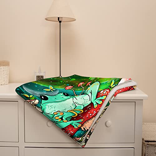 Mushroom Frog Forest Art Throw Blanket: Ultra Soft