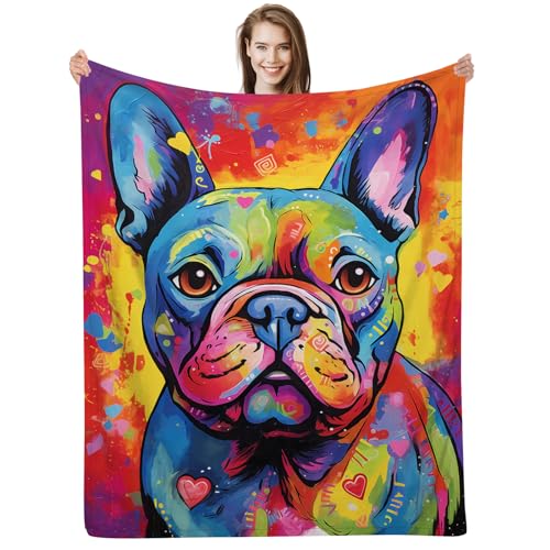 French Bulldog Colorful Splash Art Blanket Gift Set