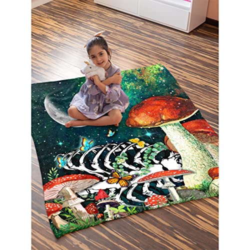 Mushroom Frog Forest Art Throw Blanket: Ultra Soft