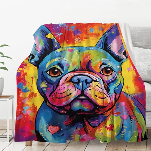 French Bulldog Colorful Splash Art Blanket Gift Set