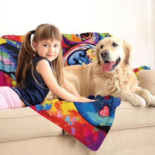 French Bulldog Colorful Splash Art Blanket Gift Set