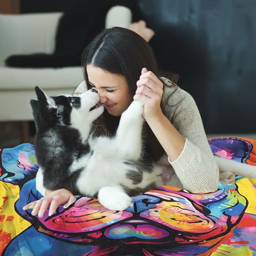French Bulldog Colorful Splash Art Blanket Gift Set