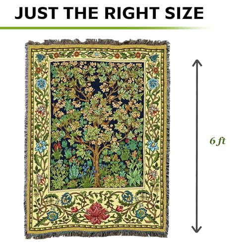 William Morris Baum des Lebens Decke, Blau, Baumwolle, Indoor & Outdoor