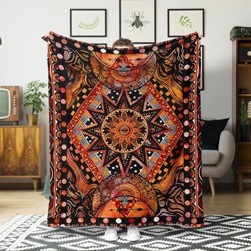 Orange Ceometric Art Throw Blanket for Indoor/Outdoor Decor