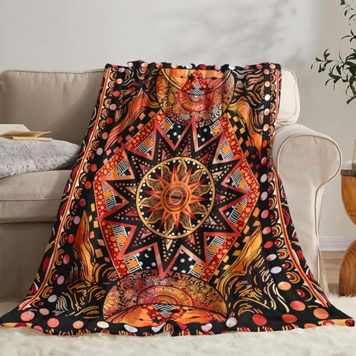 Orange Ceometric Art Throw Blanket for Indoor/Outdoor Decor