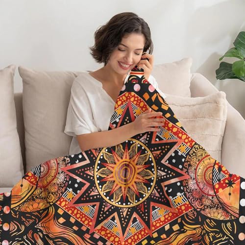 Orange Ceometric Art Throw Blanket for Indoor/Outdoor Decor
