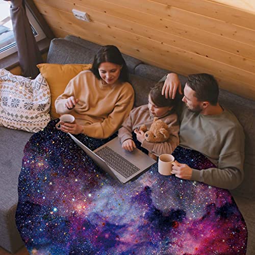 Soft Fleece Purple Nebula Galaxy Throw Blanket