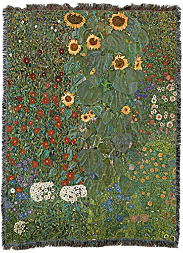 Sunflower Farm Garden Tapestry Blanket by Gustav Klimt