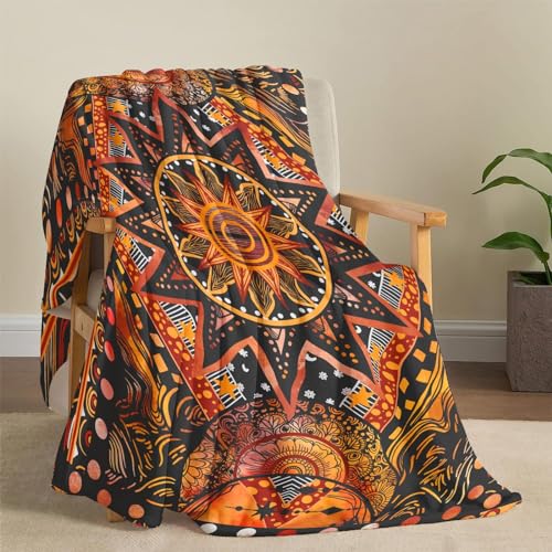 Orange Ceometric Art Throw Blanket for Indoor/Outdoor Decor