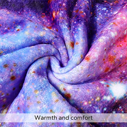 Soft Fleece Purple Nebula Galaxy Throw Blanket