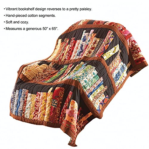 Library Books Quilted Throw Blanket - 100% Cotton