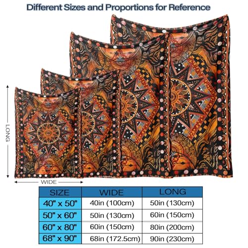 Orange Ceometric Art Throw Blanket for Indoor/Outdoor Decor