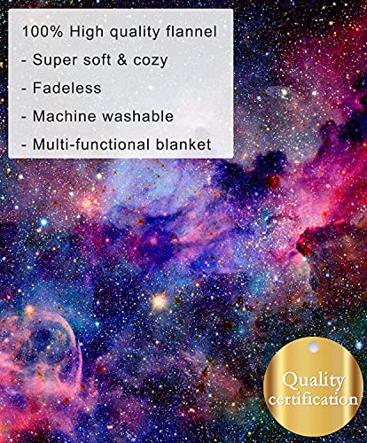 Soft Fleece Purple Nebula Galaxy Throw Blanket