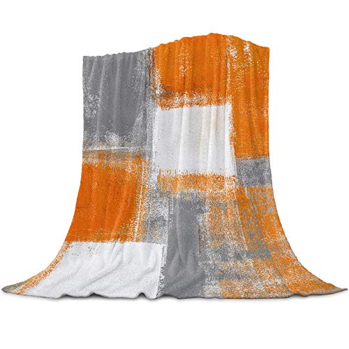 Patterned Burnt Orange and Grey Plush Blanket 40"x50