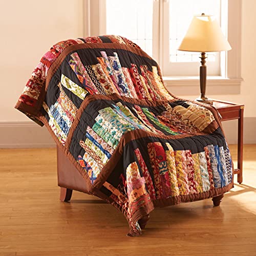 Library Books Quilted Throw Blanket - 100% Cotton