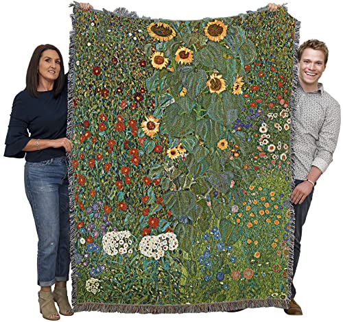 Sunflower Farm Garden Tapestry Blanket by Gustav Klimt