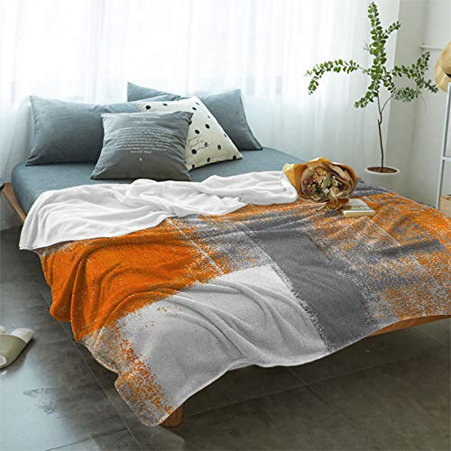 Patterned Burnt Orange and Grey Plush Blanket 40"x50