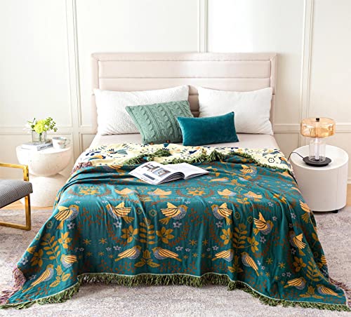 Boho Cotton Throw Blanket for Bed and Couch