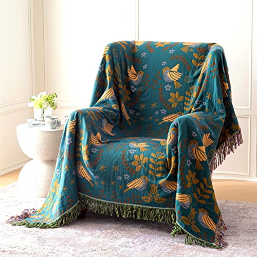 Boho Cotton Throw Blanket for Bed and Couch