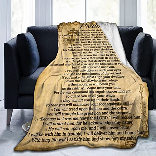 Religious Throw Blanket - Psalm 91 (50x40inch) Soft