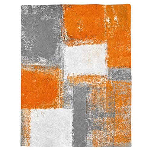 Patterned Burnt Orange and Grey Plush Blanket 40"x50