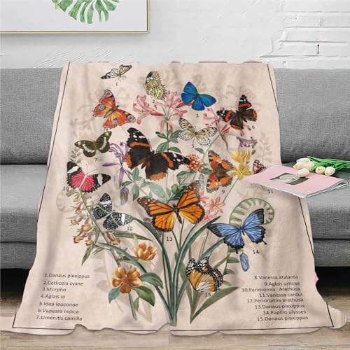 Butterfly & Floral Aesthetic Tapestry Blanket for Decor