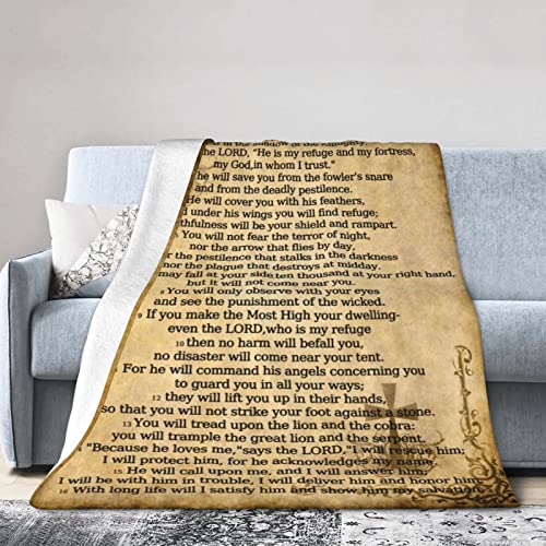 Religious Throw Blanket - Psalm 91 (50x40inch) Soft