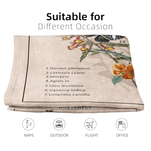 Butterfly & Floral Aesthetic Tapestry Blanket for Decor