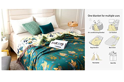 Boho Cotton Throw Blanket for Bed and Couch