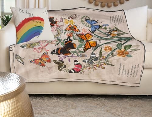 Butterfly & Floral Aesthetic Tapestry Blanket for Decor